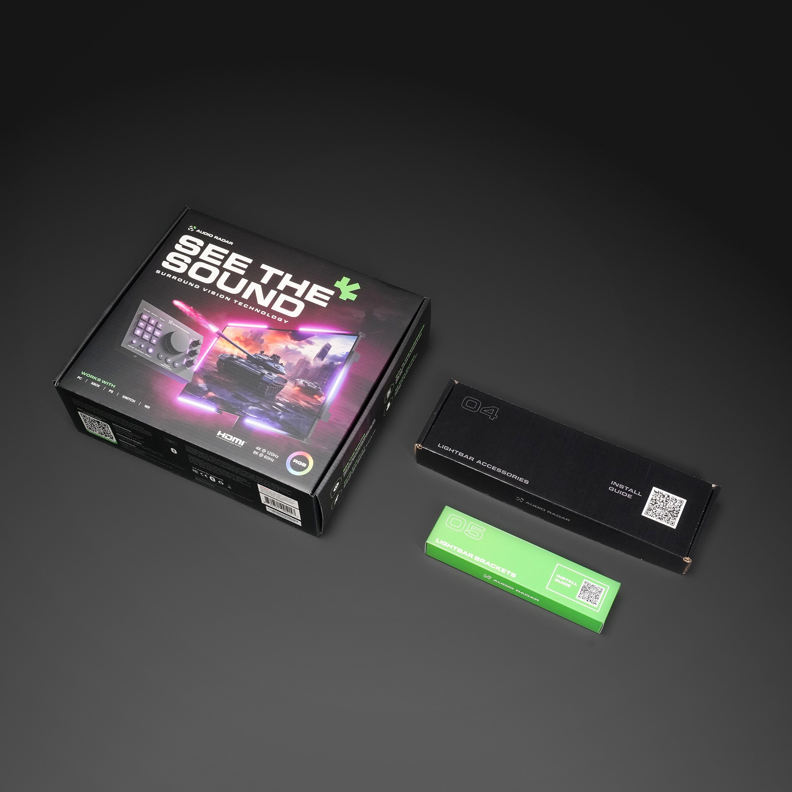 Audio Radar Complete Bundle — Audio Radar system, 7th Center Lightbar, and L-Bracket Kit
