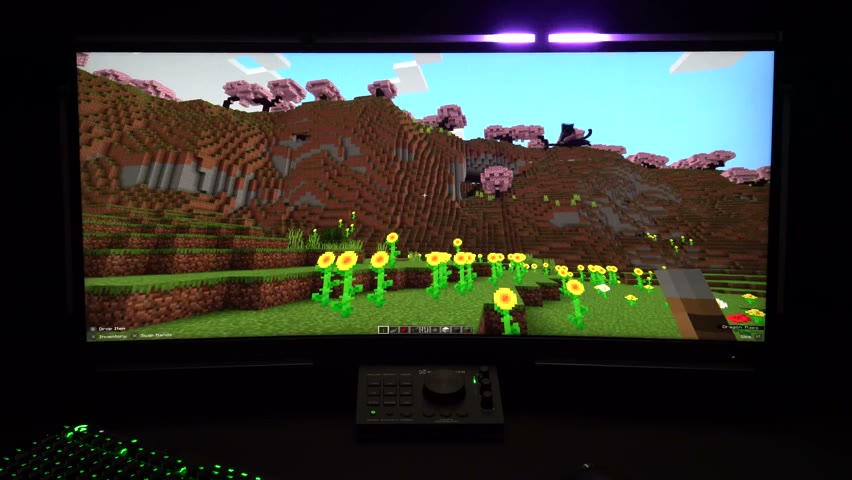 Minecraft world walkthrough showcasing Audio Radar’s Beta Plugin, visualizing different sound types with unique colors. Real-time sound visualization enhances gameplay awareness for deaf and hard-of-hearing players, making in-game audio fully visual.